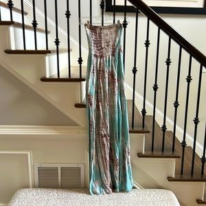 Strapless tie dyed maxi dress